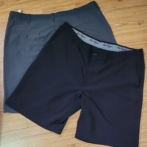 Hogan Men's Charcoal and Black Flat Front Shorts